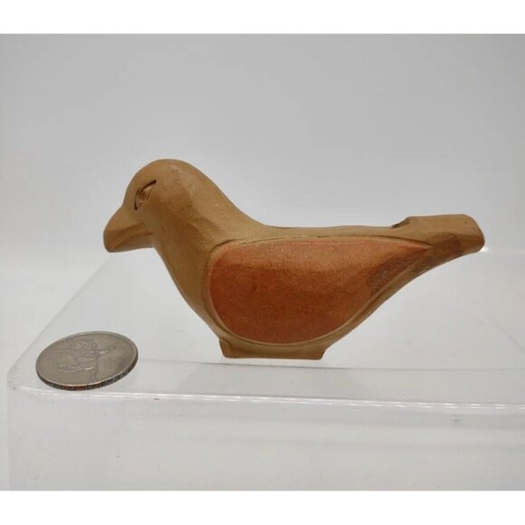 Red Clay Bird Whistle American Folk Art Pottery Decorative Handmade Artisan - Picture 2 of 8